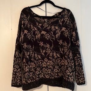 Free People Black and Brown Sweater- Medium